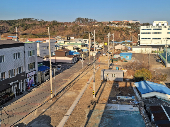 개설 공사가 한창인 감포중앙도시계획도로 미개통 구간 모습