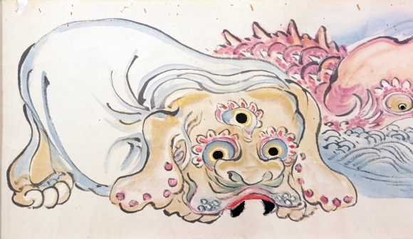 가노 요시노부의 요괴도감 격인 에마키에 나오는 『누리카베』 /1802년.