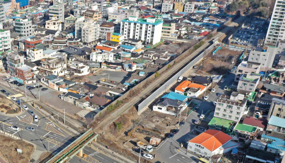 경주시 폐철 구간 드론 사진.