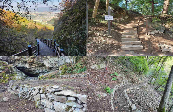 경주시가 사업비 3억원을 들여 단석산 내 천주사와 김유신 동굴을 연결하는 1.5㎞ 등산로를 정비한 모습.
