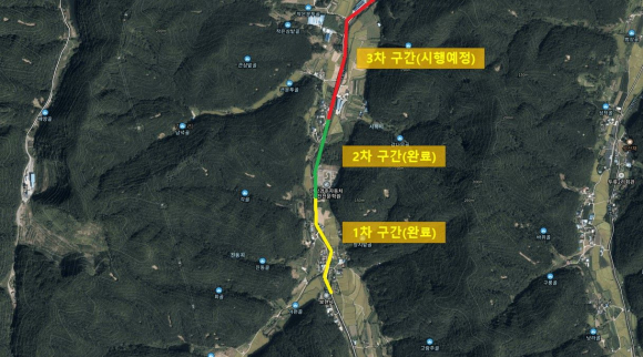 안강읍 야일천 오수관로 정비사업 구간도.