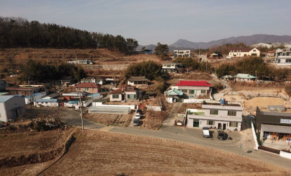 경주시 현곡면 하구1리 마을 전경.