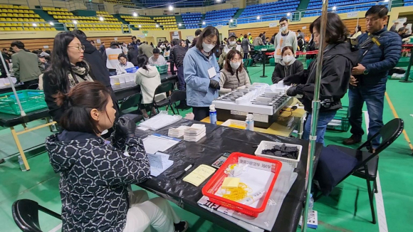경주실내체육관 개표 현장.