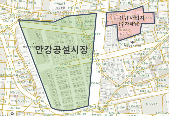 안강공설시장 주차타워 위치.