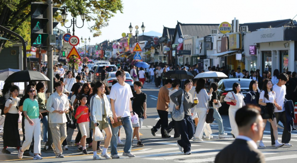 경주 황리단길 전경.