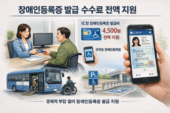 모바일 장애인등록증 이용을 위해 경주시가 IC형 장애인등록증 발급 수수료를 전액 지원한다.