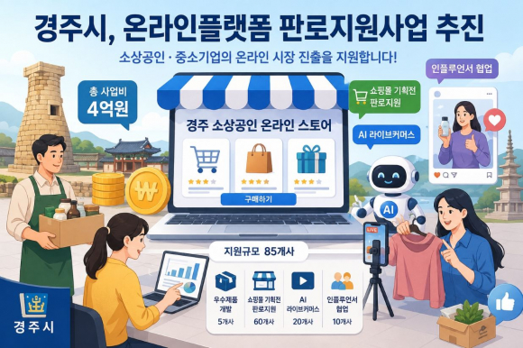 경주시가 지역 소상공인과 중소기업의 온라인 시장 진출을 지원하기 위해 '2026년 온라인플랫폼 판로지원사업'을 추진한다.