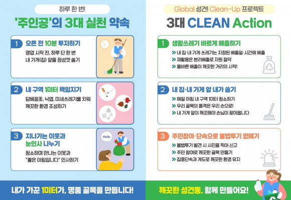 ‘Global 성건! Clean-Up 프로젝트’의 3대 실천과제를 담은 주민 홍보물.